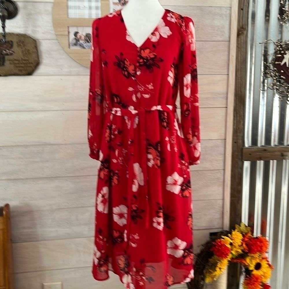 A New Day Red Flower Dress XS